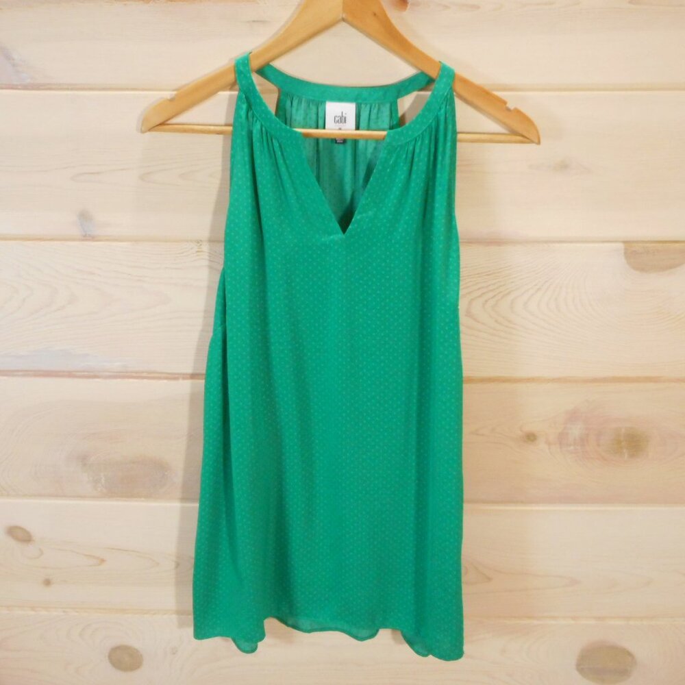 Cabi Women's size M #5549 Sleeveless Blouse Emerald Green V-neck Top